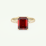 3.71 CT Emerald Cut Pave January-Garnet Amethyst Birthstone Engagement Ring 1