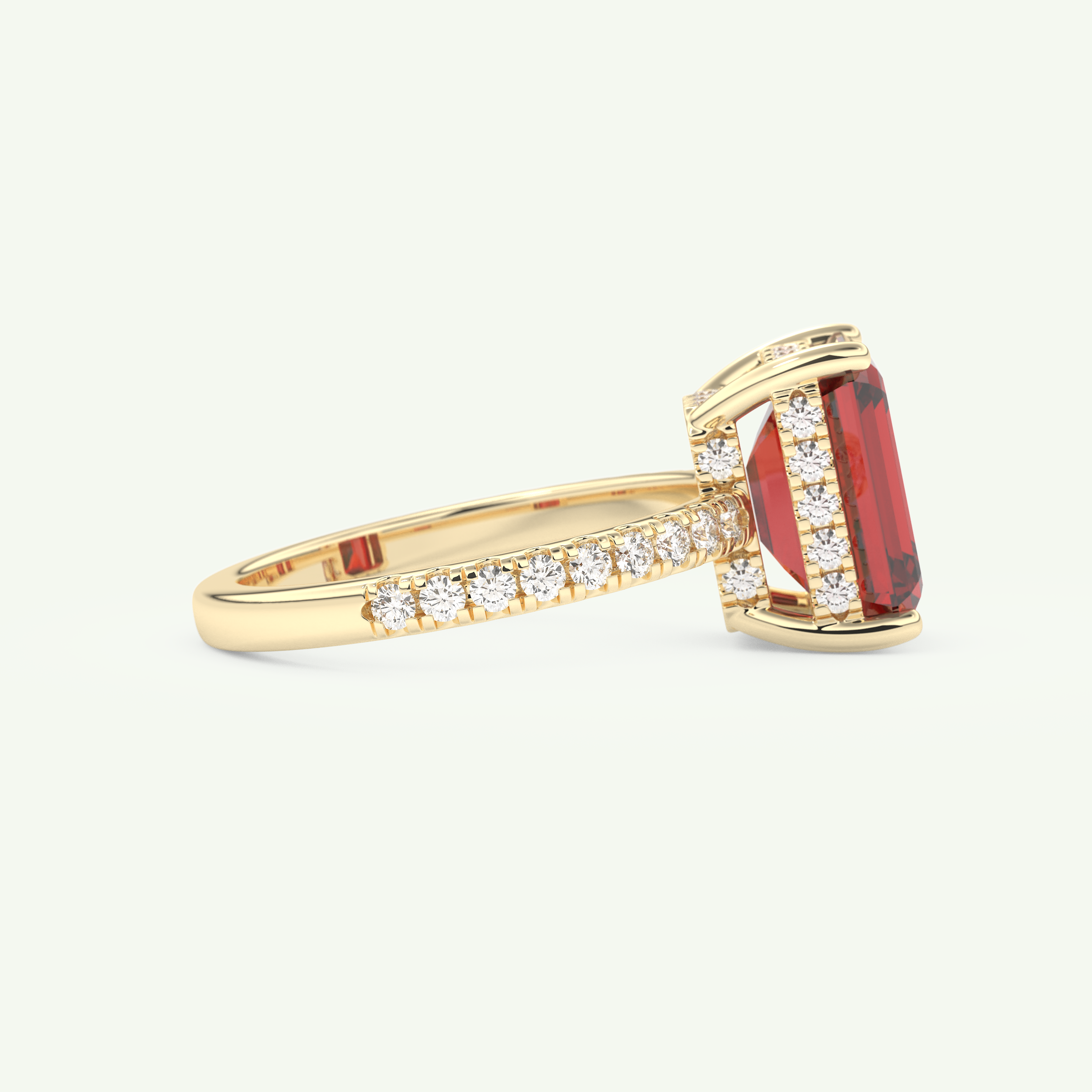 3.71 CT Emerald Cut Pave January-Garnet Amethyst Birthstone Engagement Ring 2
