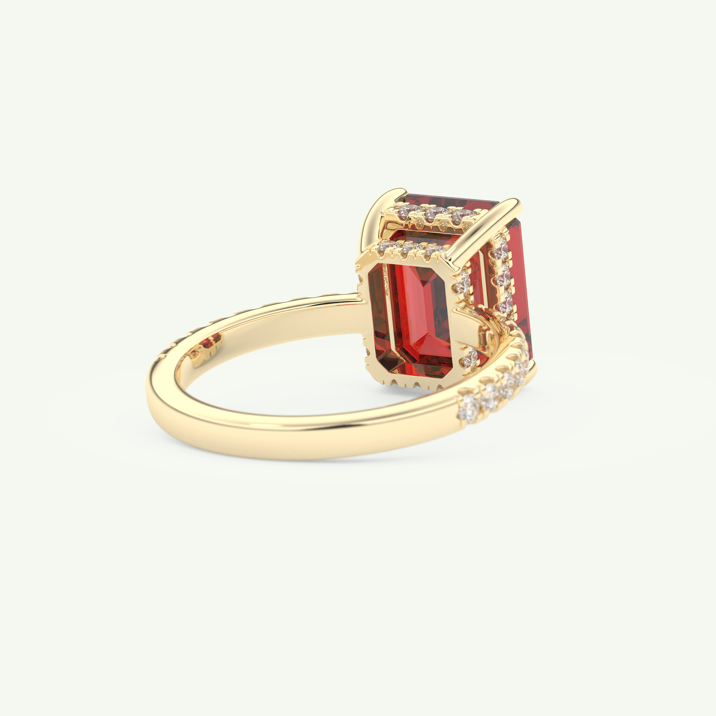 3.71 CT Emerald Cut Pave January-Garnet Amethyst Birthstone Engagement Ring 3