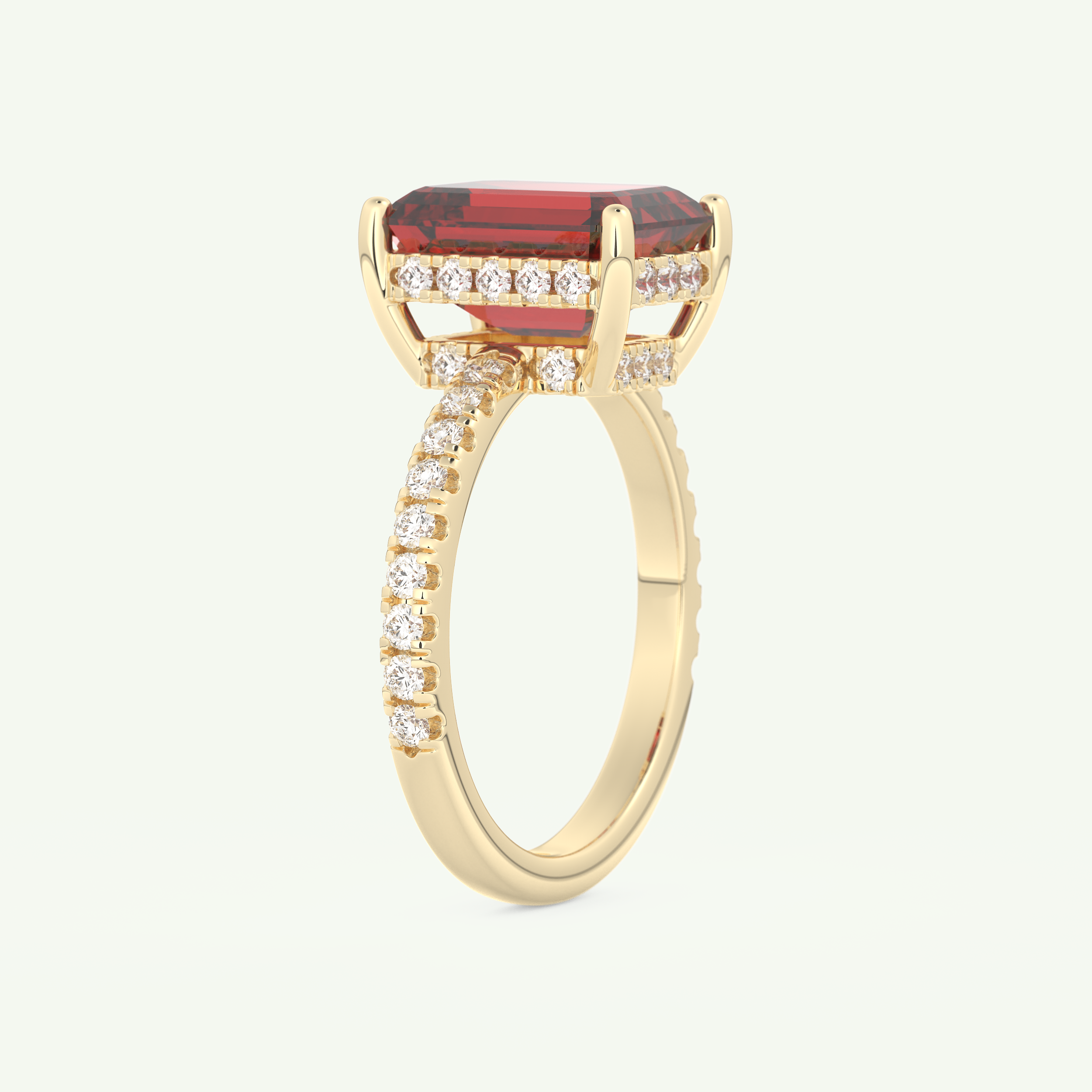 3.71 CT Emerald Cut Pave January-Garnet Amethyst Birthstone Engagement Ring 4