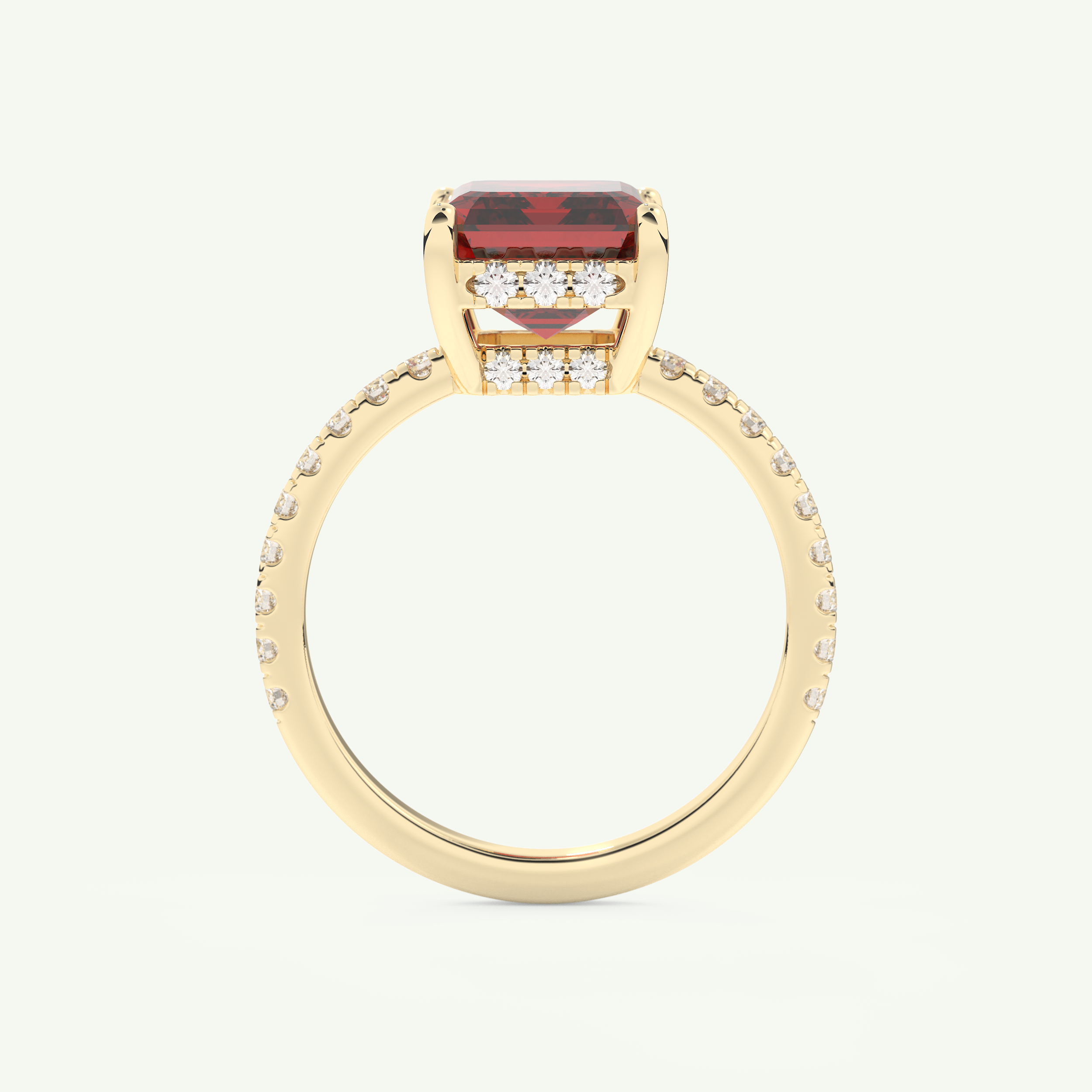 3.71 CT Emerald Cut Pave January-Garnet Amethyst Birthstone Engagement Ring 5