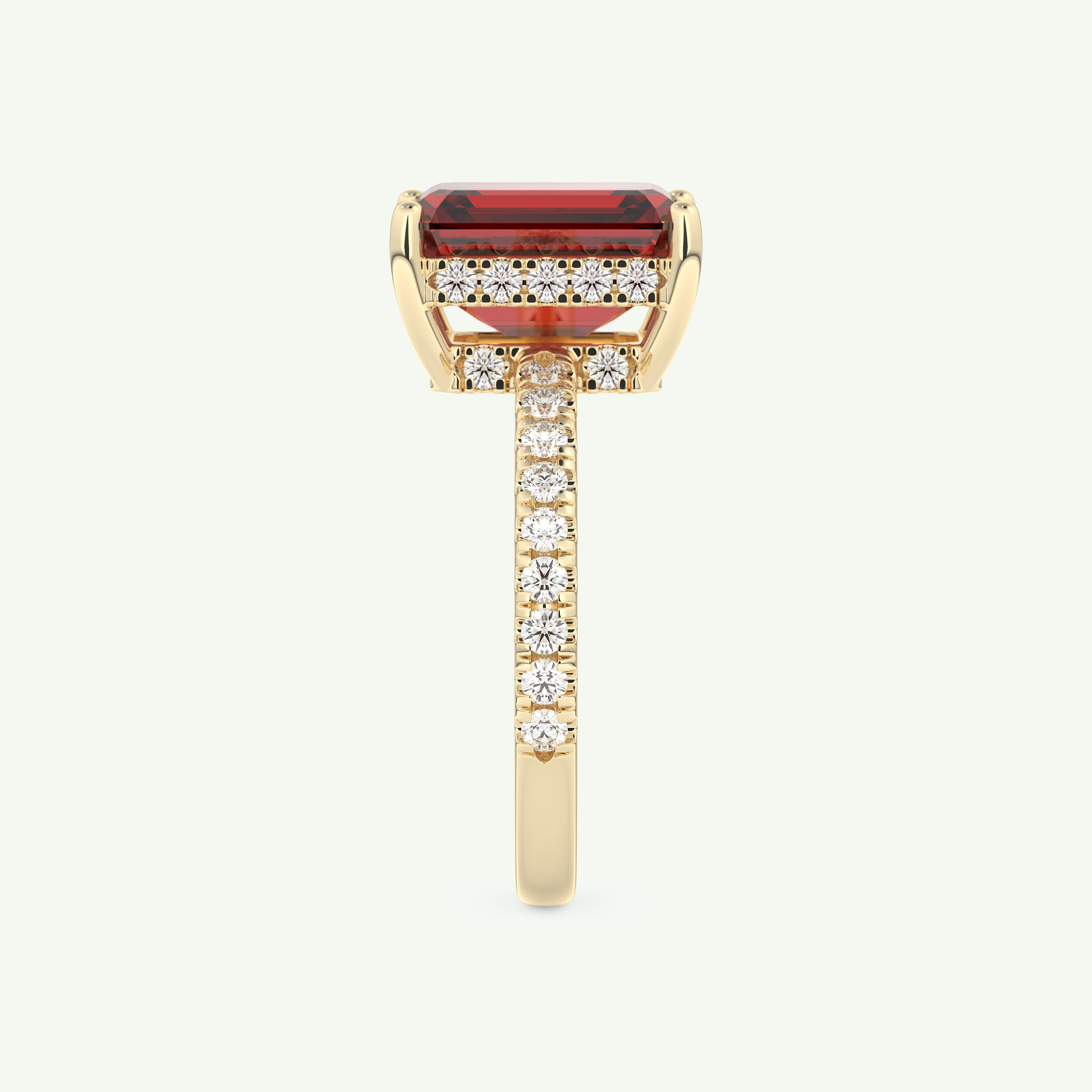 3.71 CT Emerald Cut Pave January-Garnet Amethyst Birthstone Engagement Ring 6