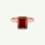 3.71 CT Emerald Cut Pave January-Garnet Amethyst Birthstone Engagement Ring 7