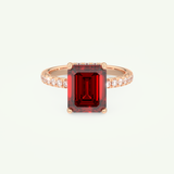 3.71 CT Emerald Cut Pave January-Garnet Amethyst Birthstone Engagement Ring 7
