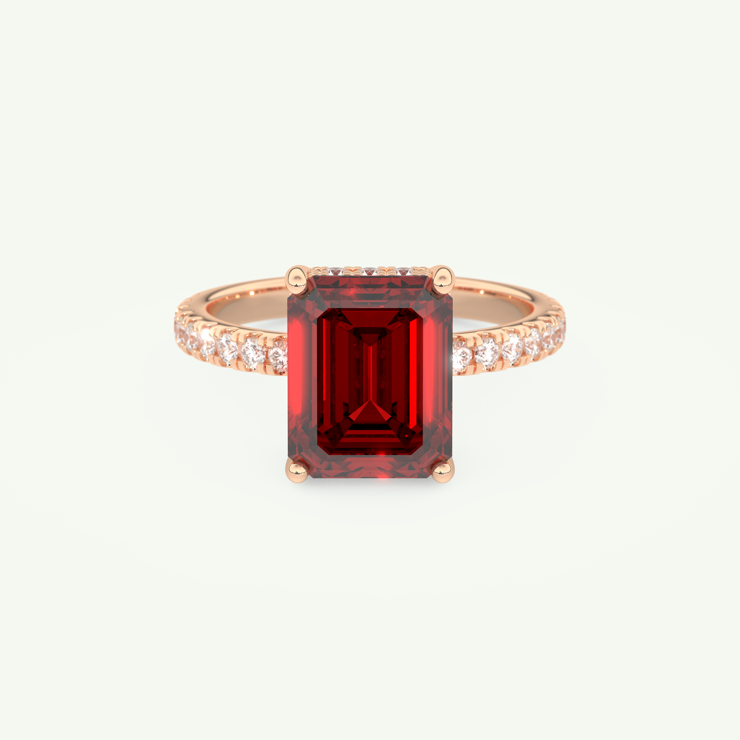 3.71 CT Emerald Cut Pave January-Garnet Amethyst Birthstone Engagement Ring 7