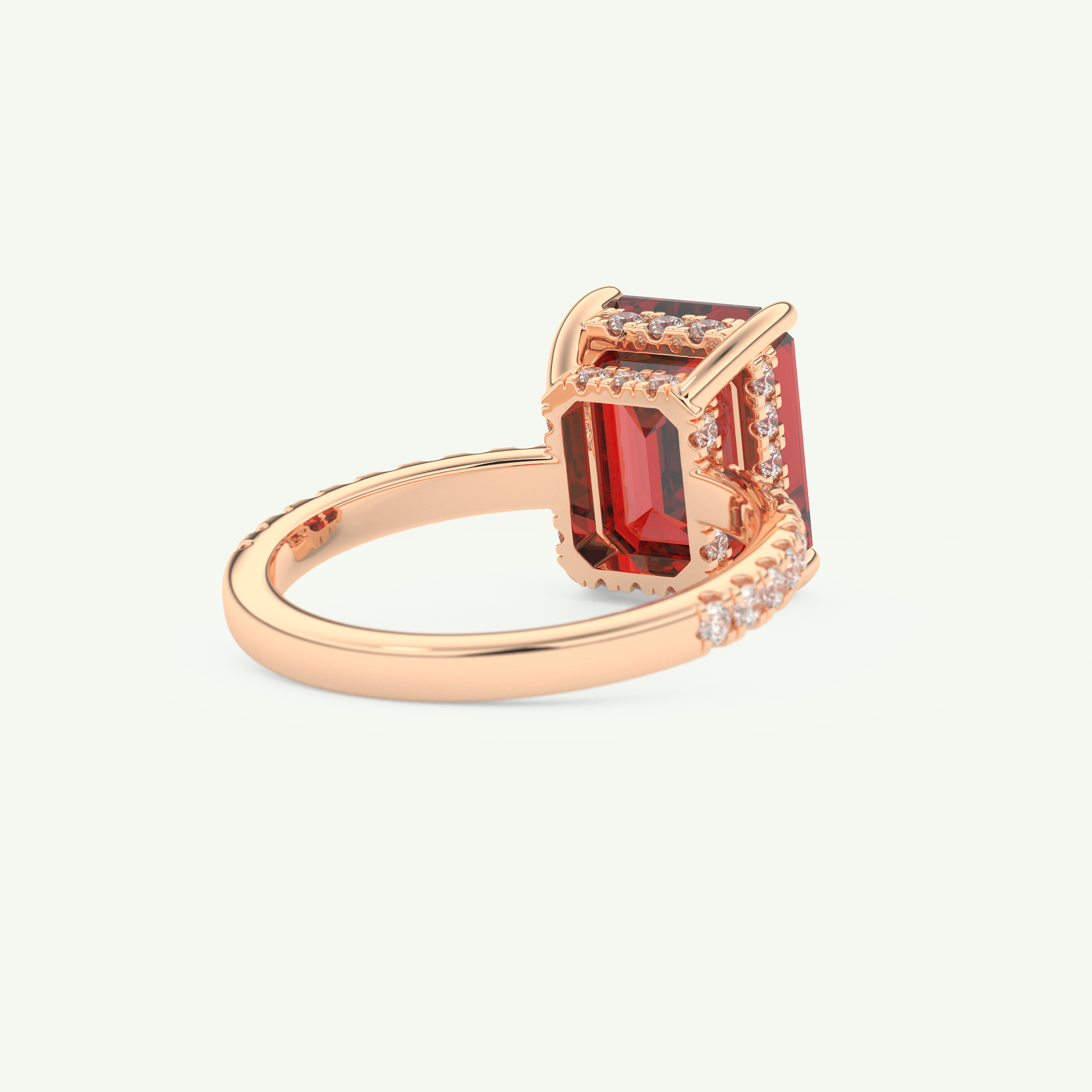 3.71 CT Emerald Cut Pave January-Garnet Amethyst Birthstone Engagement Ring 9