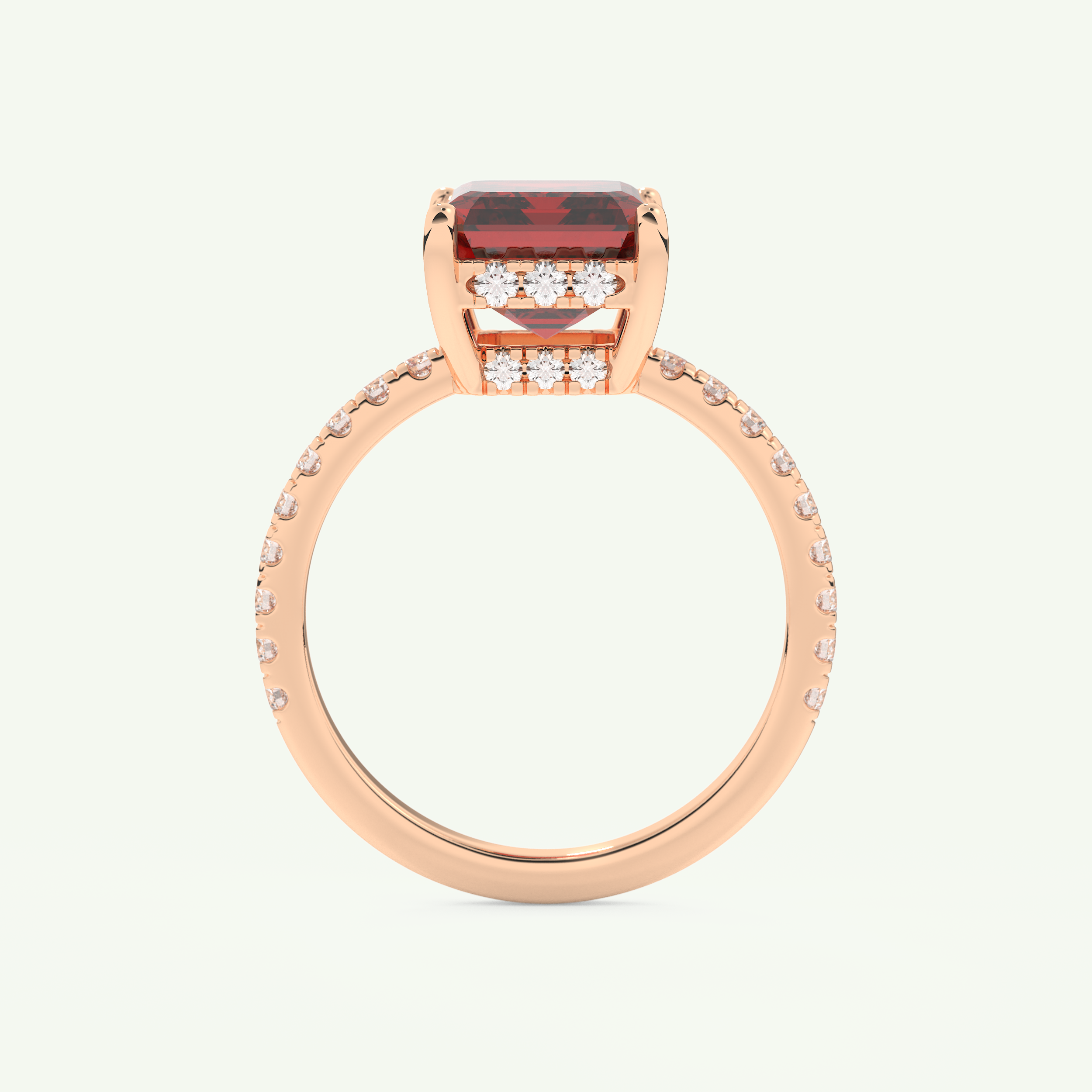 3.71 CT Emerald Cut Pave January-Garnet Amethyst Birthstone Engagement Ring 11