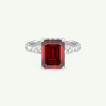 3.71 CT Emerald Cut Pave January-Garnet Amethyst Birthstone Engagement Ring 13