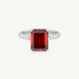 3.71 CT Emerald Cut Pave January-Garnet Amethyst Birthstone Engagement Ring 13