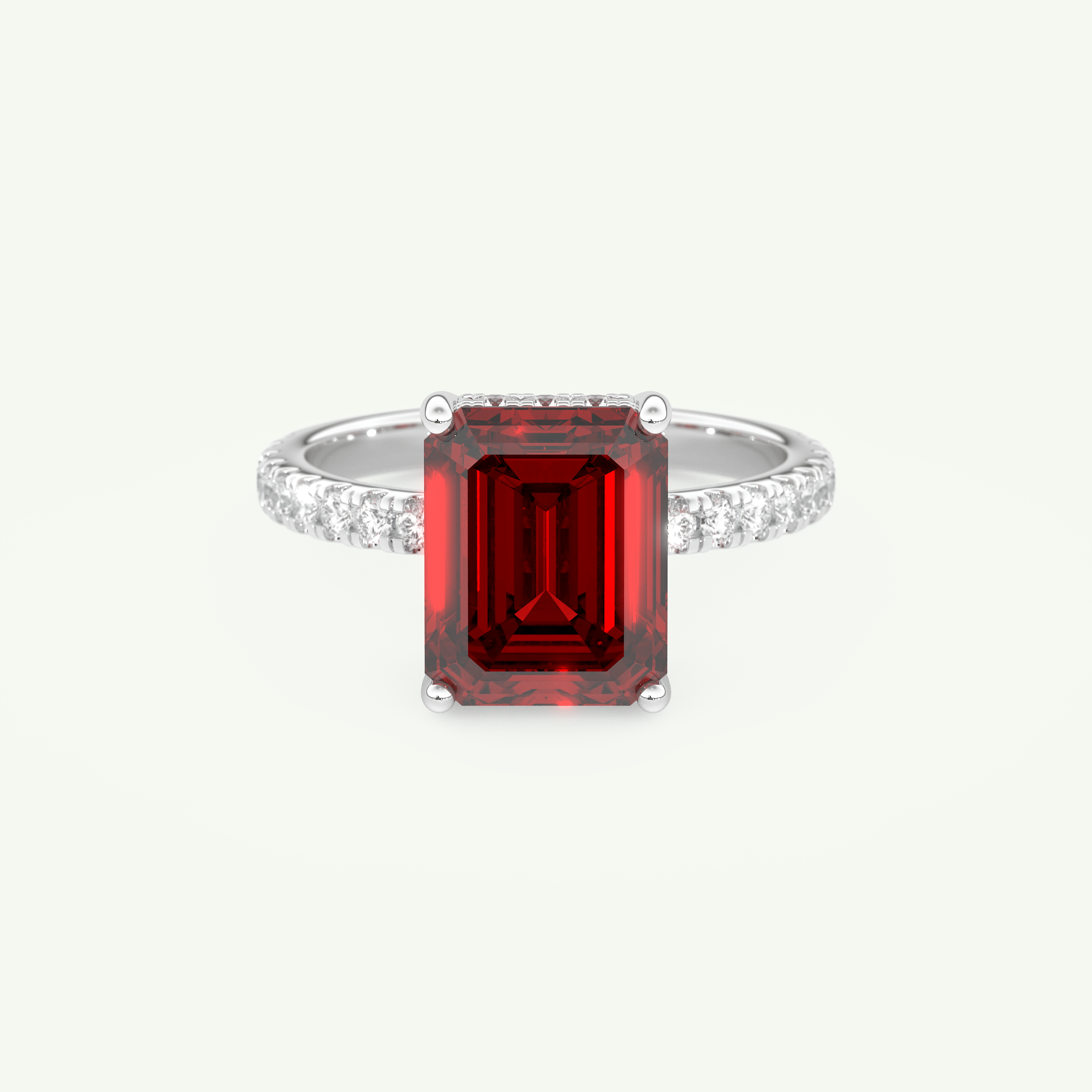 3.71 CT Emerald Cut Pave January-Garnet Amethyst Birthstone Engagement Ring 13