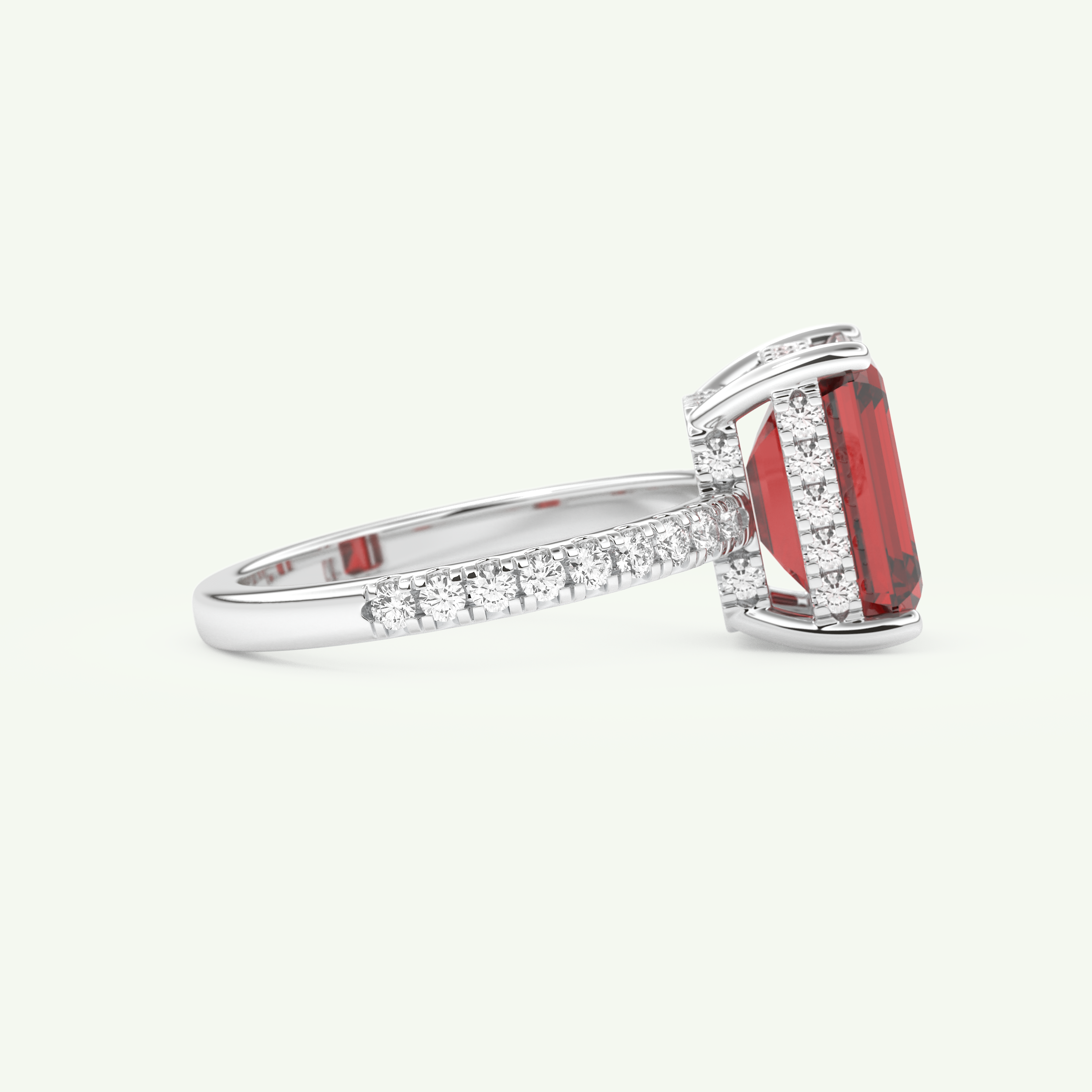 3.71 CT Emerald Cut Pave January-Garnet Amethyst Birthstone Engagement Ring 14