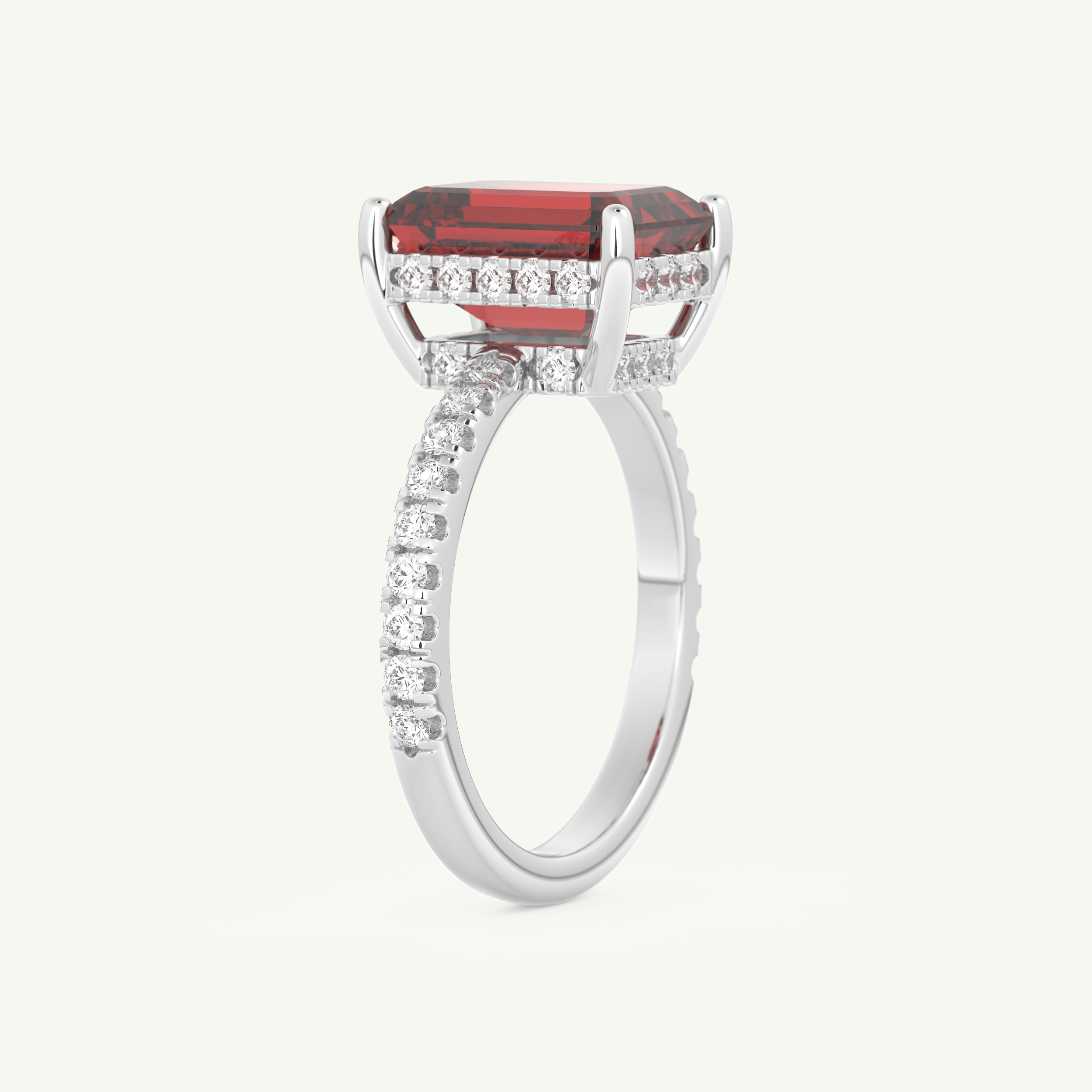 3.71 CT Emerald Cut Pave January-Garnet Amethyst Birthstone Engagement Ring 16