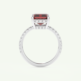 3.71 CT Emerald Cut Pave January-Garnet Amethyst Birthstone Engagement Ring 17