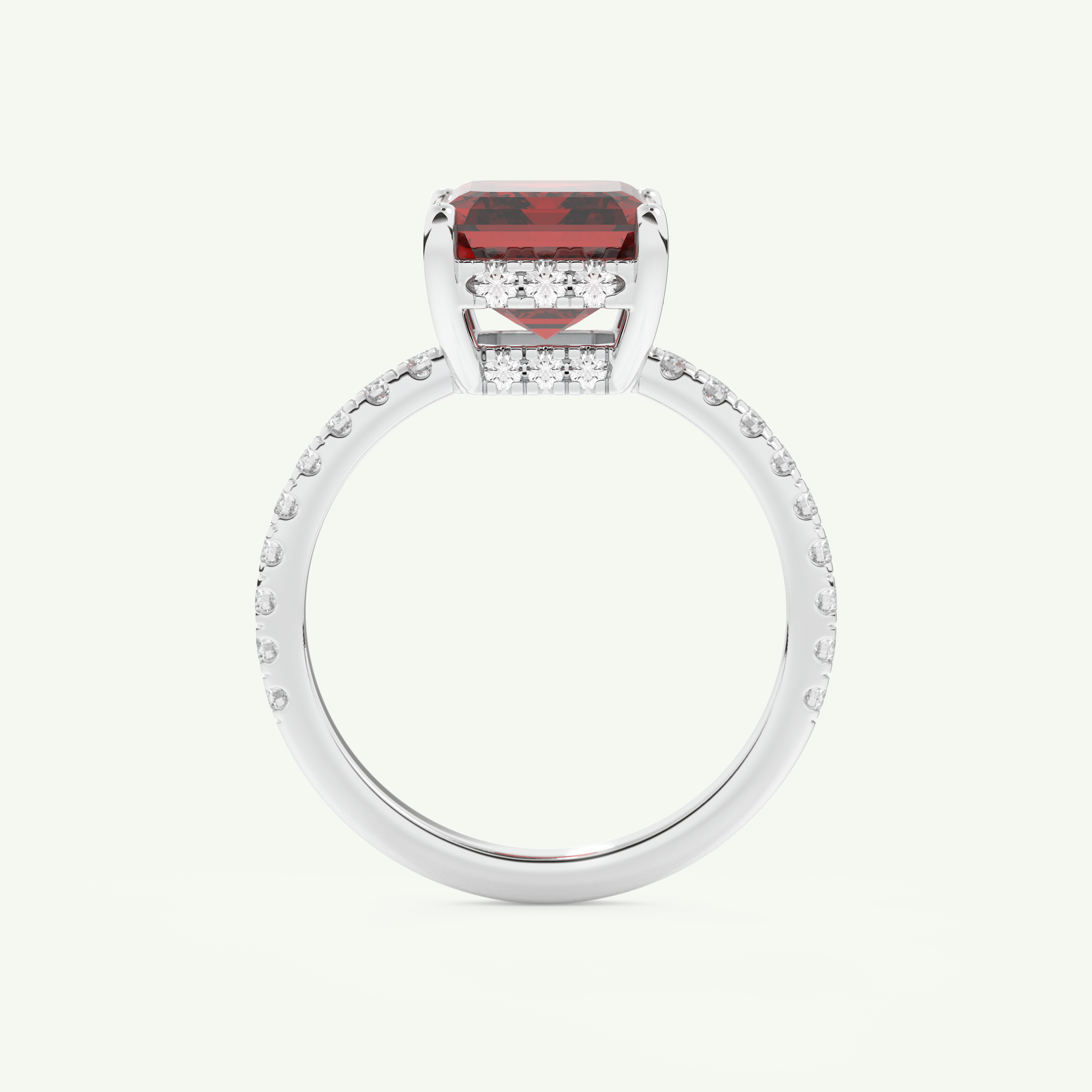 3.71 CT Emerald Cut Pave January-Garnet Amethyst Birthstone Engagement Ring 17