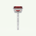 3.71 CT Emerald Cut Pave January-Garnet Amethyst Birthstone Engagement Ring 18