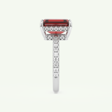 3.71 CT Emerald Cut Pave January-Garnet Amethyst Birthstone Engagement Ring 18