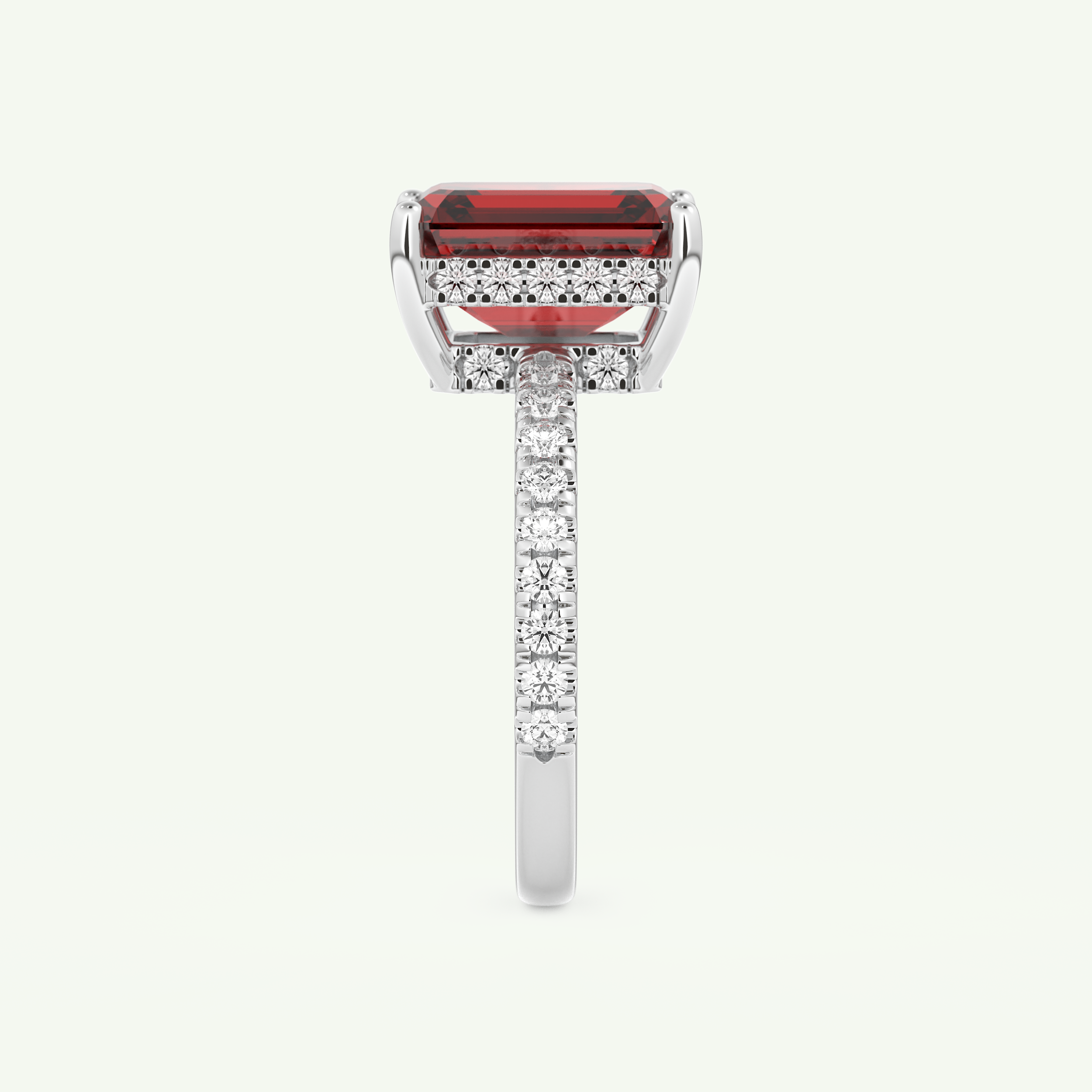 3.71 CT Emerald Cut Pave January-Garnet Amethyst Birthstone Engagement Ring 18