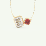 3.21 TCW Emerald & Asscher January-Garnet Birthstone Necklace 1