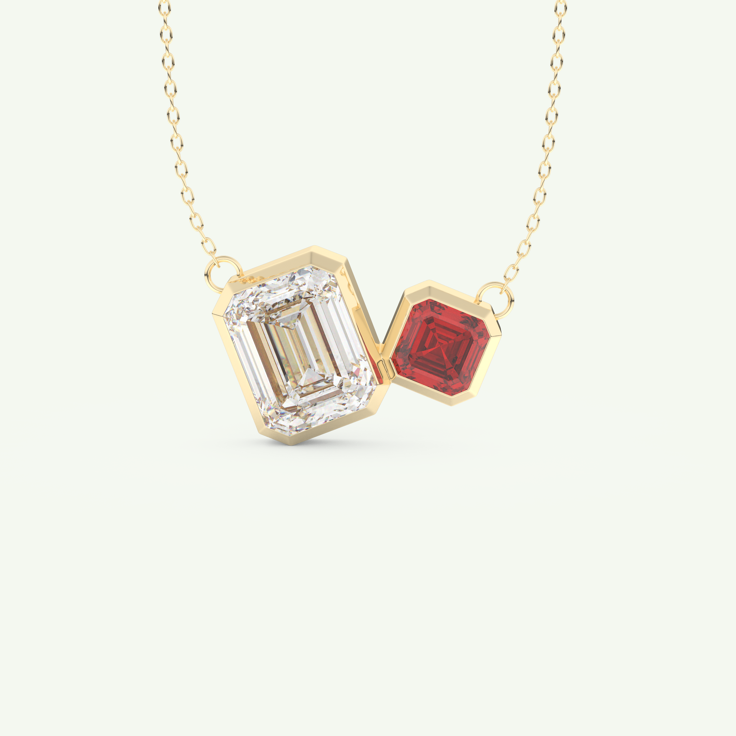 3.21 TCW Emerald & Asscher January-Garnet Birthstone Necklace 1