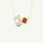 3.21 TCW Emerald & Asscher January-Garnet Birthstone Necklace 2