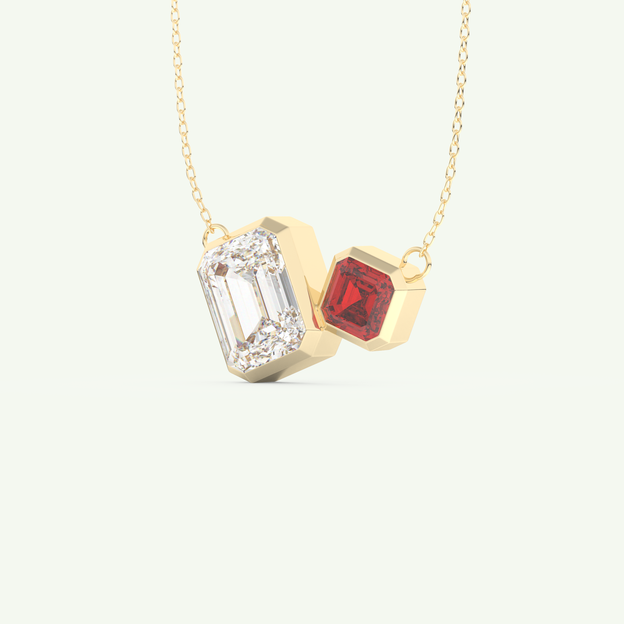3.21 TCW Emerald & Asscher January-Garnet Birthstone Necklace 2