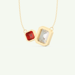 3.21 TCW Emerald & Asscher January-Garnet Birthstone Necklace 4