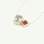 3.21 TCW Emerald & Asscher January-Garnet Birthstone Necklace 5