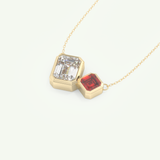 3.21 TCW Emerald & Asscher January-Garnet Birthstone Necklace 5