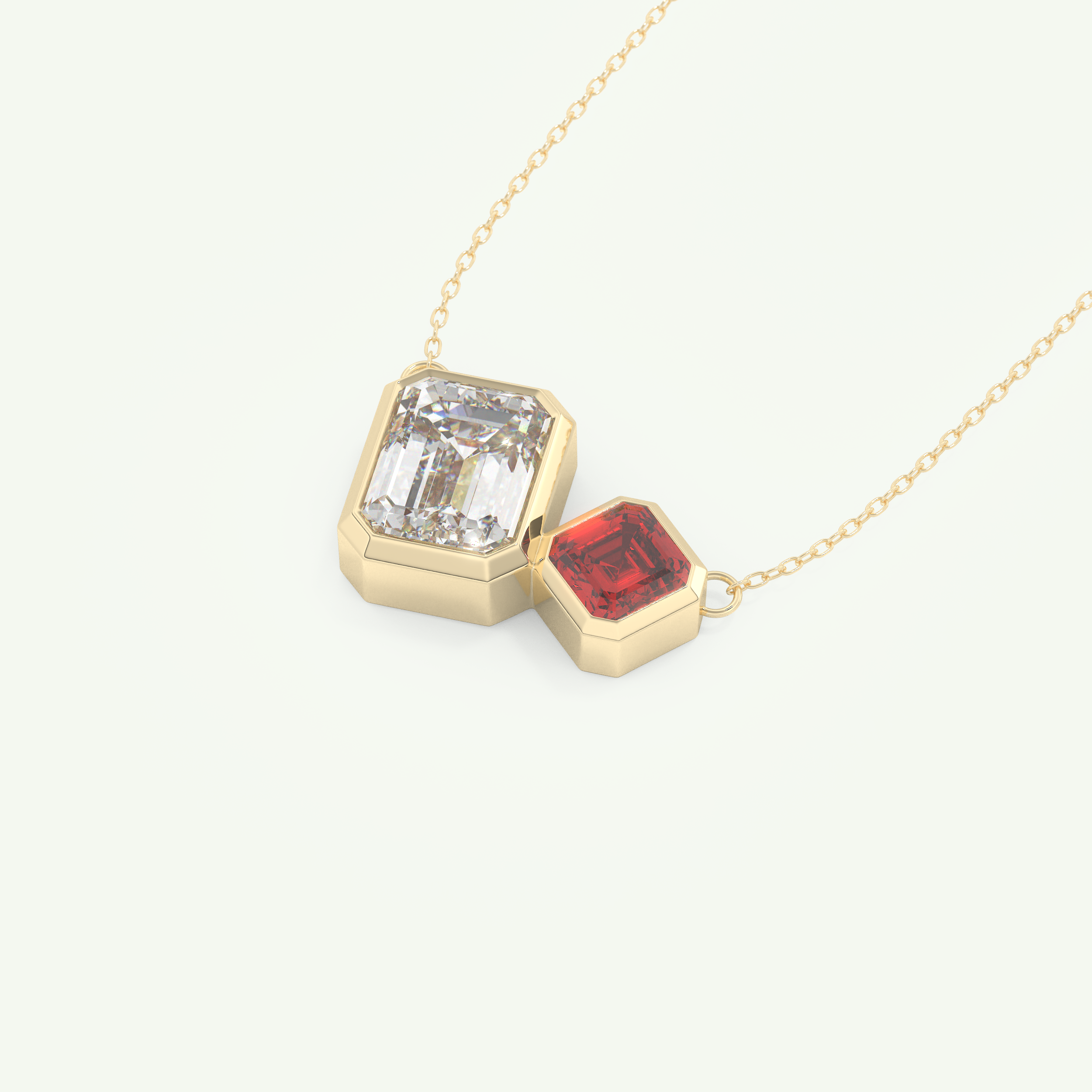 3.21 TCW Emerald & Asscher January-Garnet Birthstone Necklace 5
