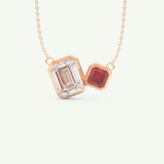 3.21 TCW Emerald & Asscher January-Garnet Birthstone Necklace 6