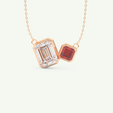 3.21 TCW Emerald & Asscher January-Garnet Birthstone Necklace 6