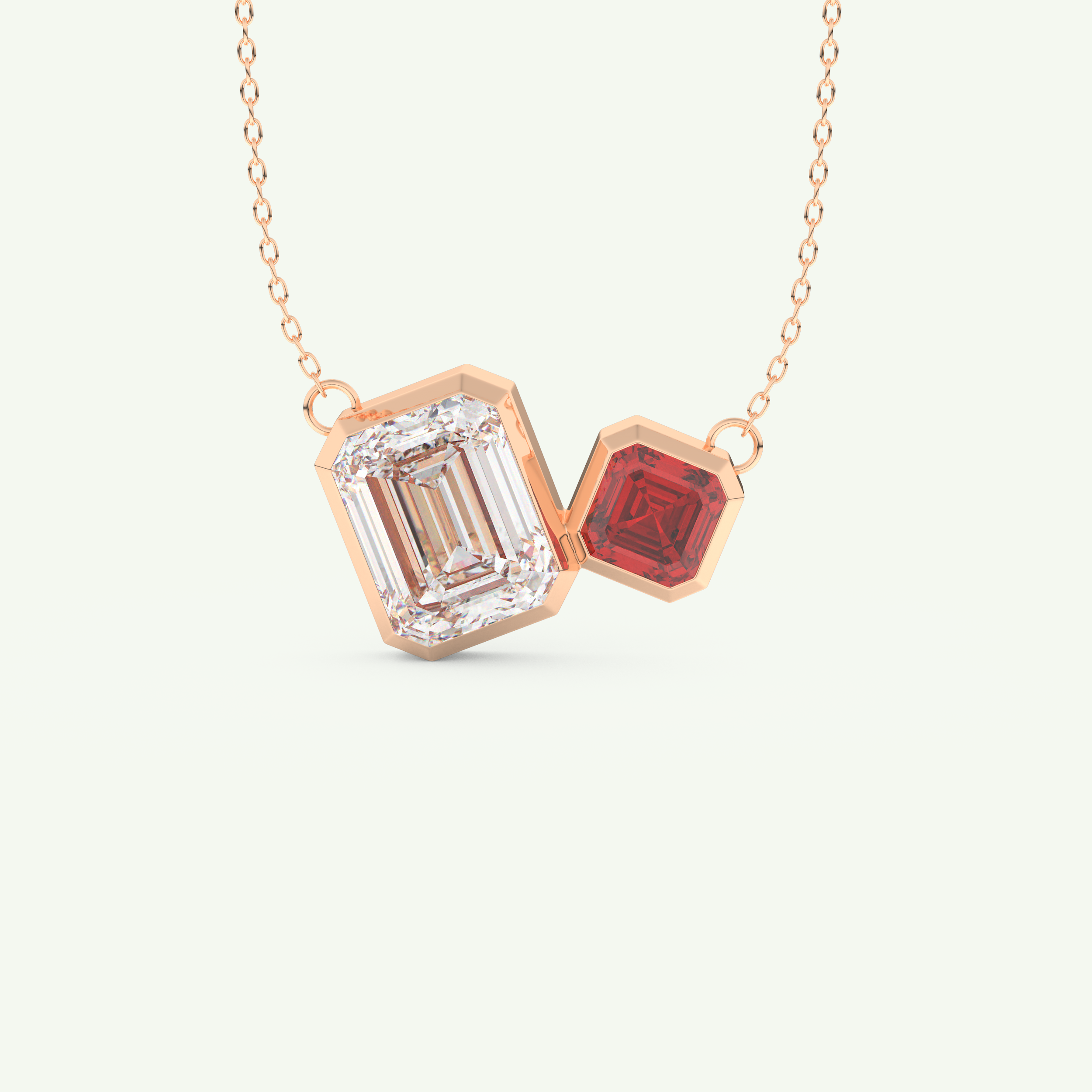 3.21 TCW Emerald & Asscher January-Garnet Birthstone Necklace 6