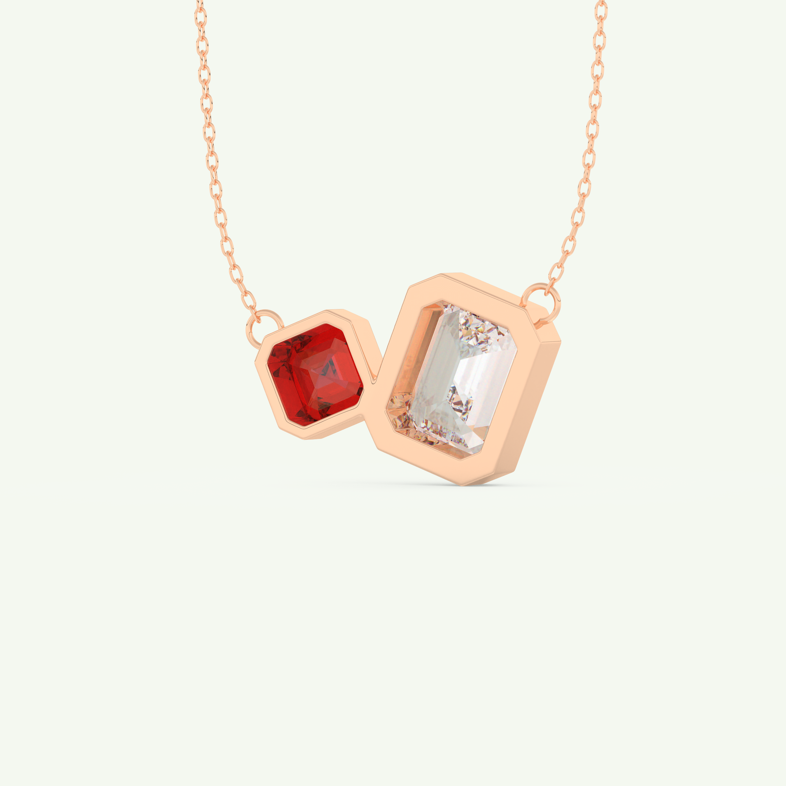 3.21 TCW Emerald & Asscher January-Garnet Birthstone Necklace 9