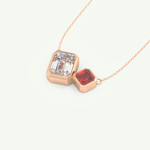 3.21 TCW Emerald & Asscher January-Garnet Birthstone Necklace 10