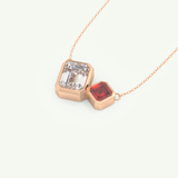 3.21 TCW Emerald & Asscher January-Garnet Birthstone Necklace 10
