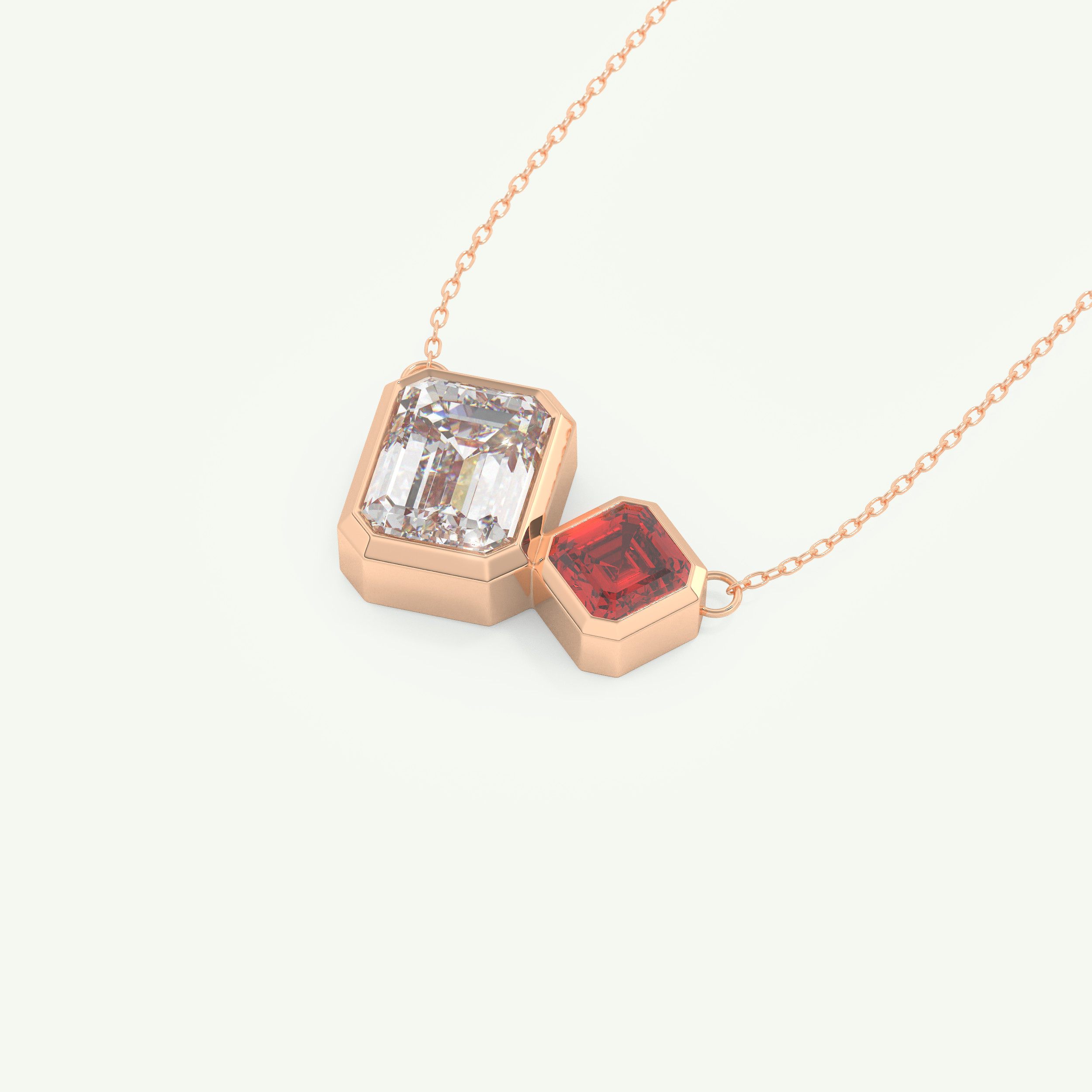 3.21 TCW Emerald & Asscher January-Garnet Birthstone Necklace 10