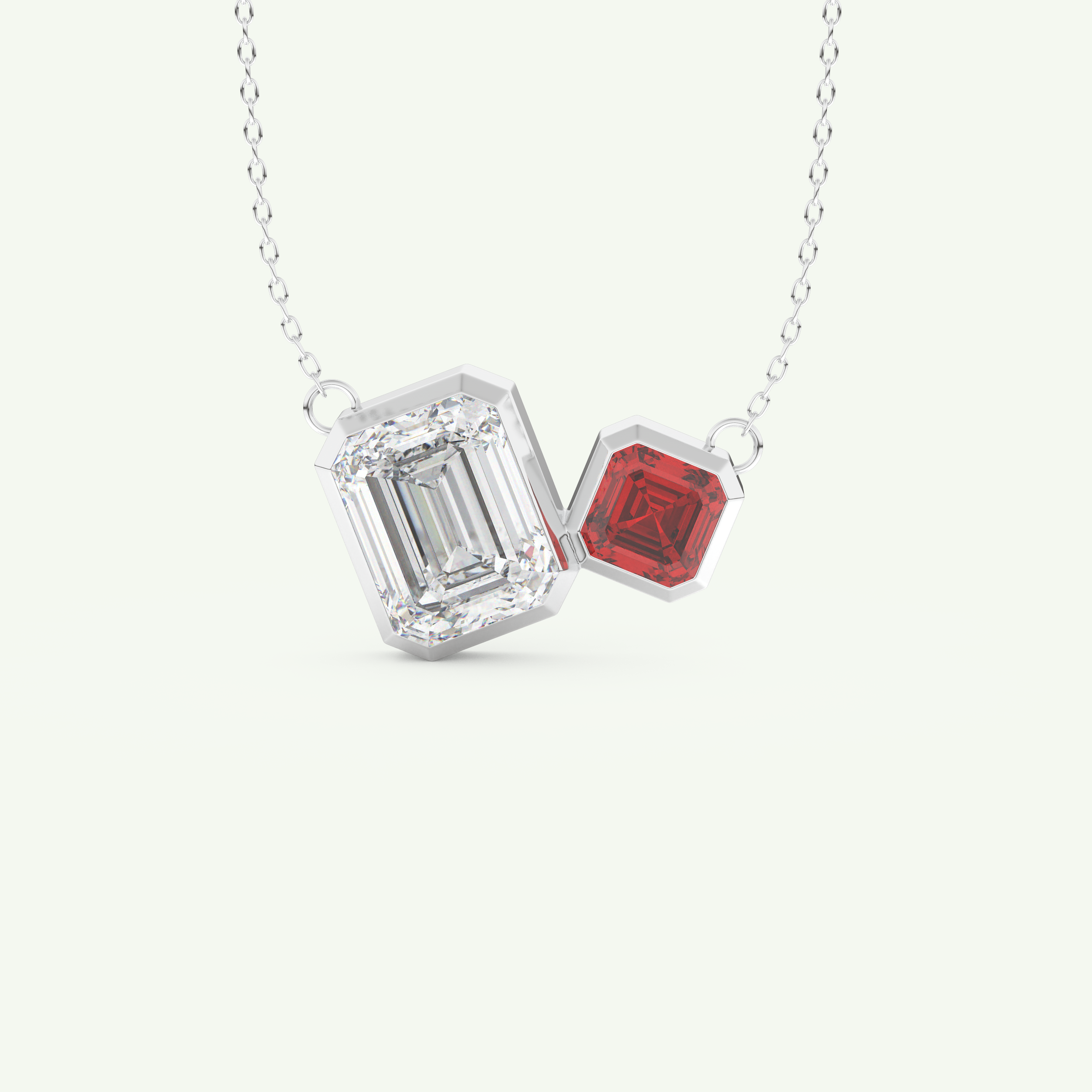 3.21 TCW Emerald & Asscher January-Garnet Birthstone Necklace 11