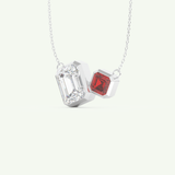 3.21 TCW Emerald & Asscher January-Garnet Birthstone Necklace 12