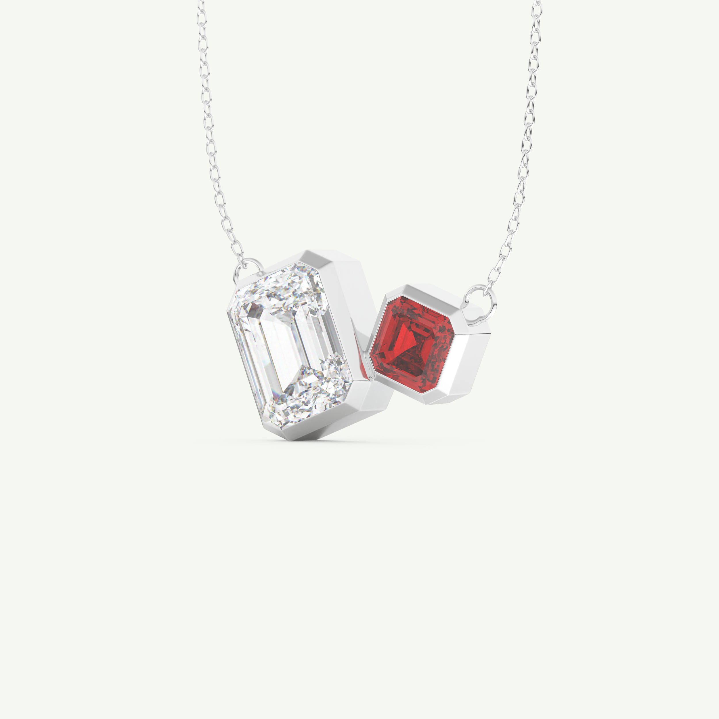 3.21 TCW Emerald & Asscher January-Garnet Birthstone Necklace 12