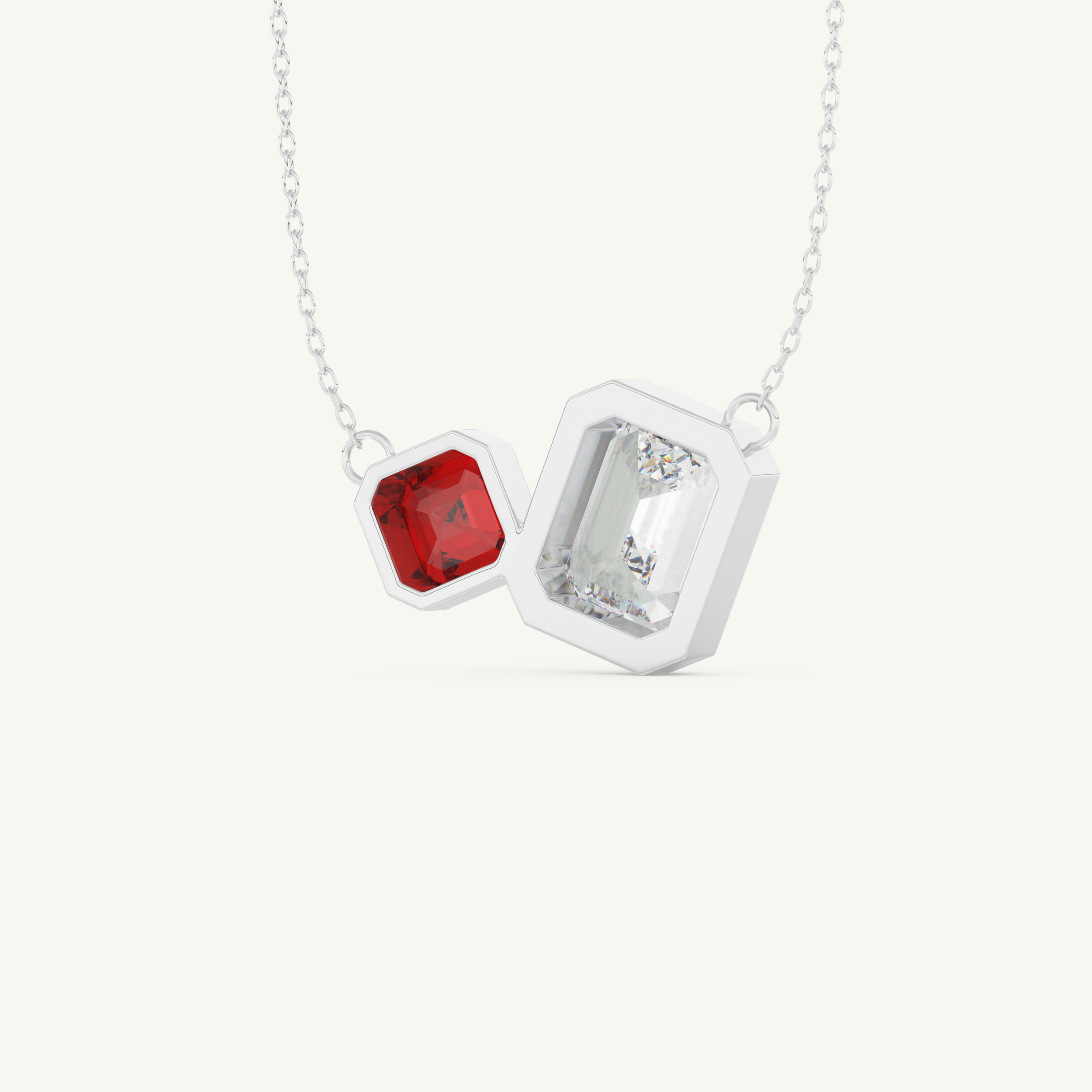3.21 TCW Emerald & Asscher January-Garnet Birthstone Necklace 14