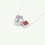 3.21 TCW Emerald & Asscher January-Garnet Birthstone Necklace 15
