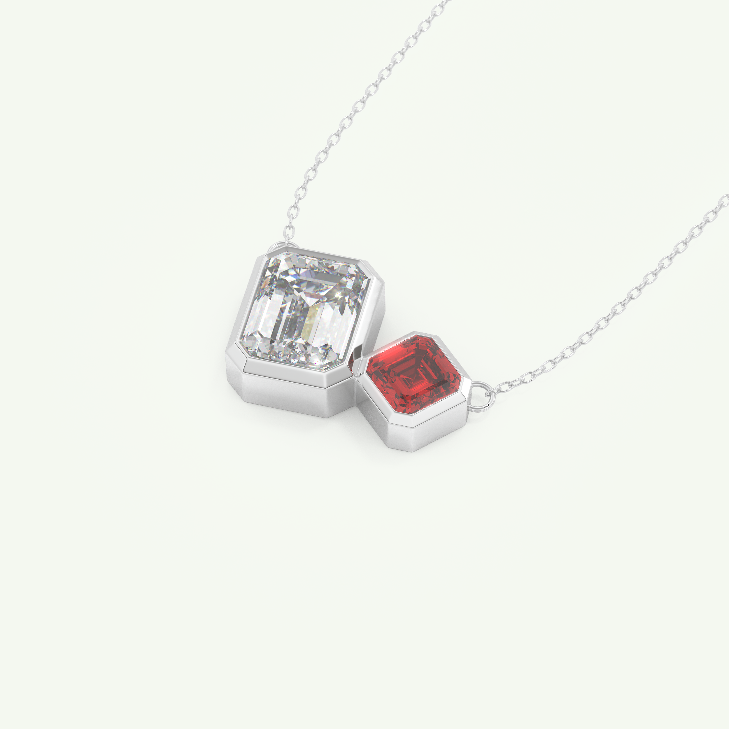 3.21 TCW Emerald & Asscher January-Garnet Birthstone Necklace 15