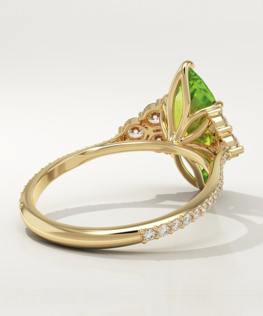 2.5 CT Marquise Cut Cluster Lab-Grown Peridot Gemstone Engagement Ring