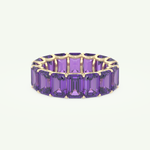 8.91 TCW Emerald Shaped February-Amethyst Birthstone Wedding Band 1