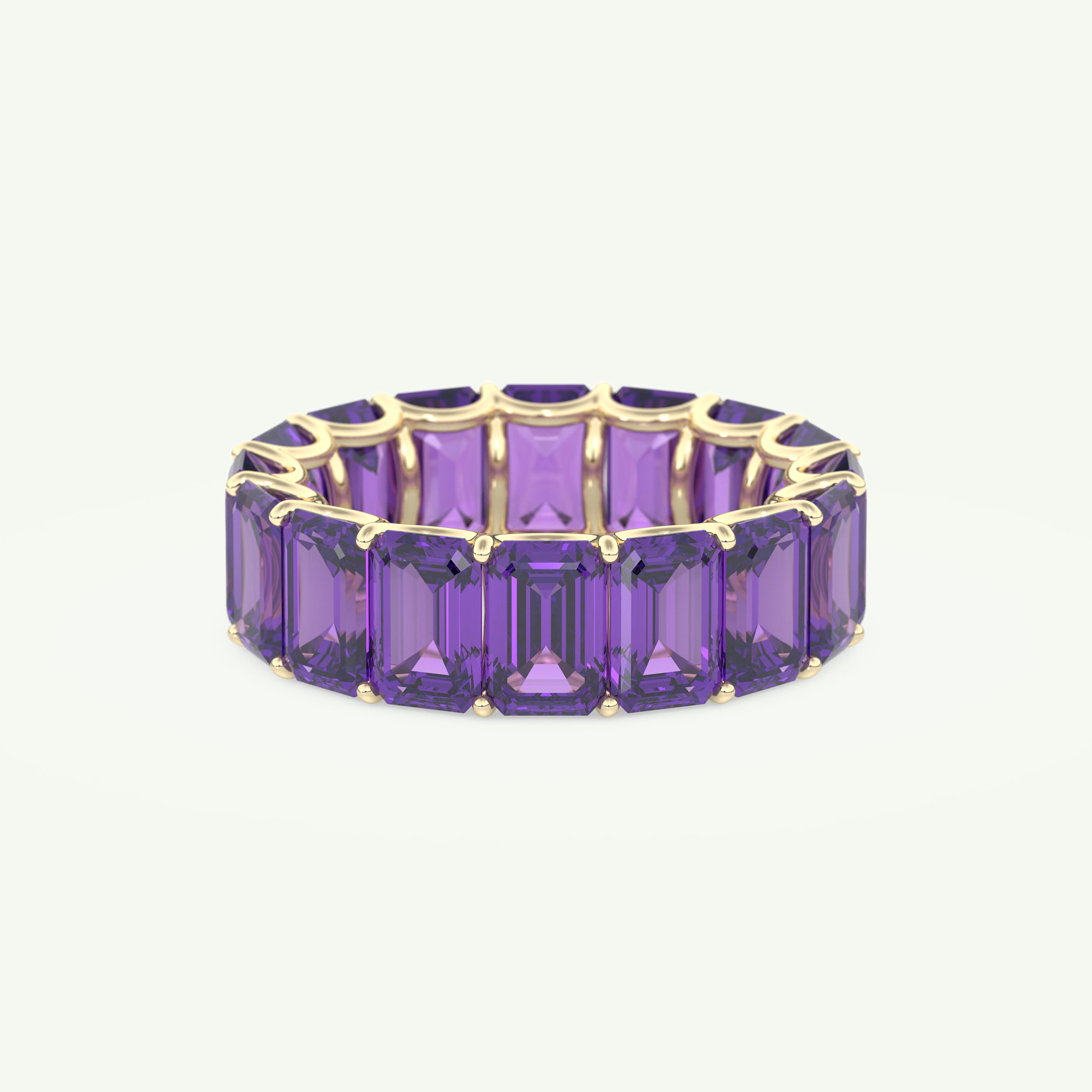8.91 TCW Emerald Shaped February-Amethyst Birthstone Wedding Band 1