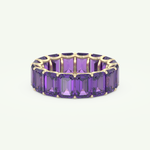 8.91 TCW Emerald Shaped February-Amethyst Birthstone Wedding Band 2