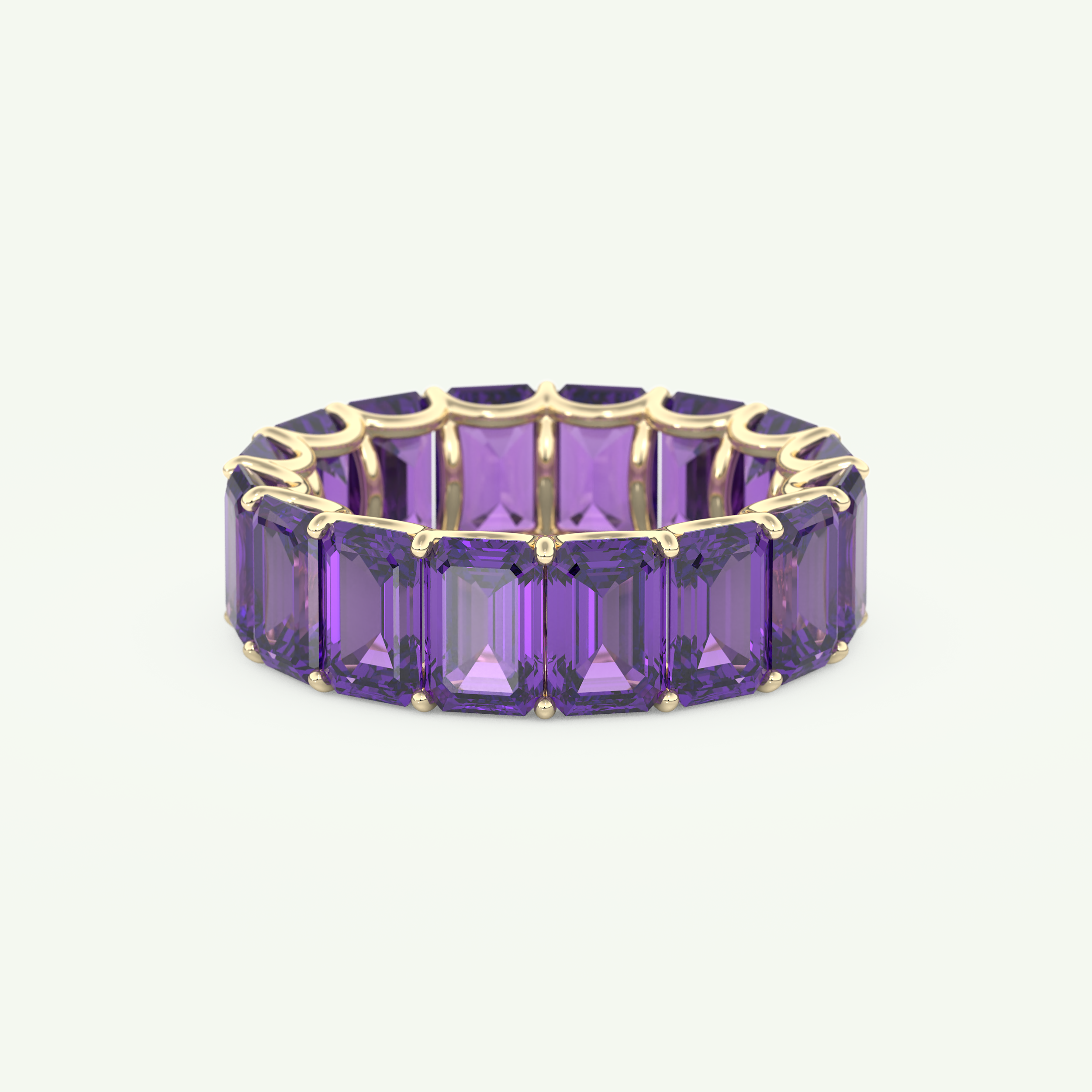 8.91 TCW Emerald Shaped February-Amethyst Birthstone Wedding Band 2