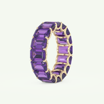 8.91 TCW Emerald Shaped February-Amethyst Birthstone Wedding Band 4