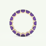 8.91 TCW Emerald Shaped February-Amethyst Birthstone Wedding Band 5