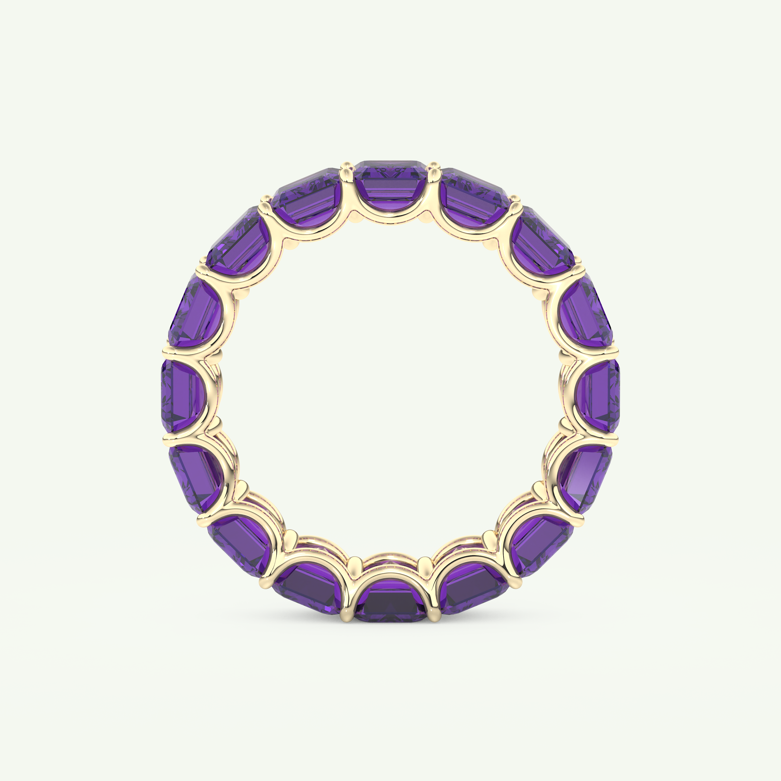 8.91 TCW Emerald Shaped February-Amethyst Birthstone Wedding Band 5
